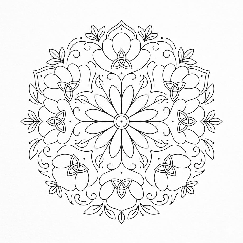 Floral Trika Mandala Template Mandalas