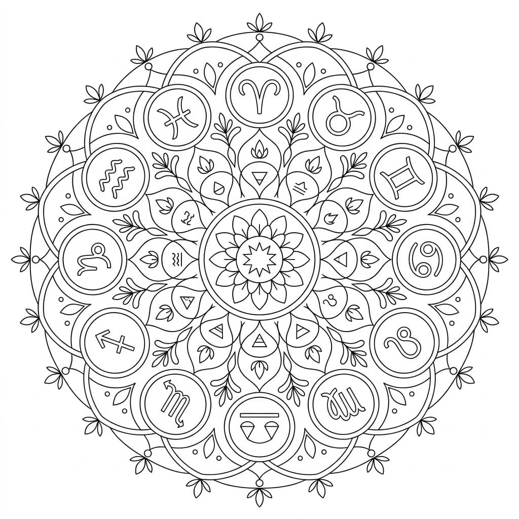 Glow Zodiac Mandala Learning Sheet Mandalas