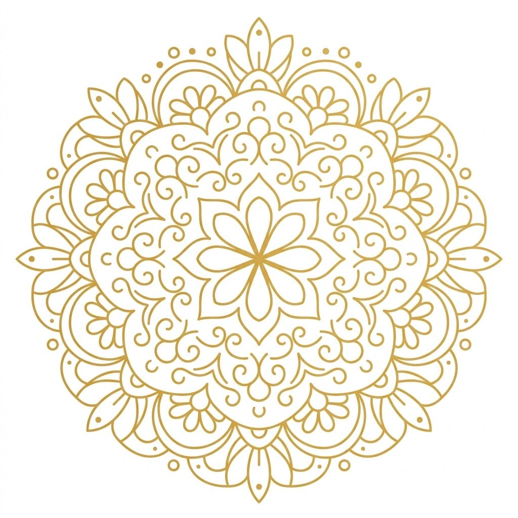 Golden Moji Mandala Art Mandalas