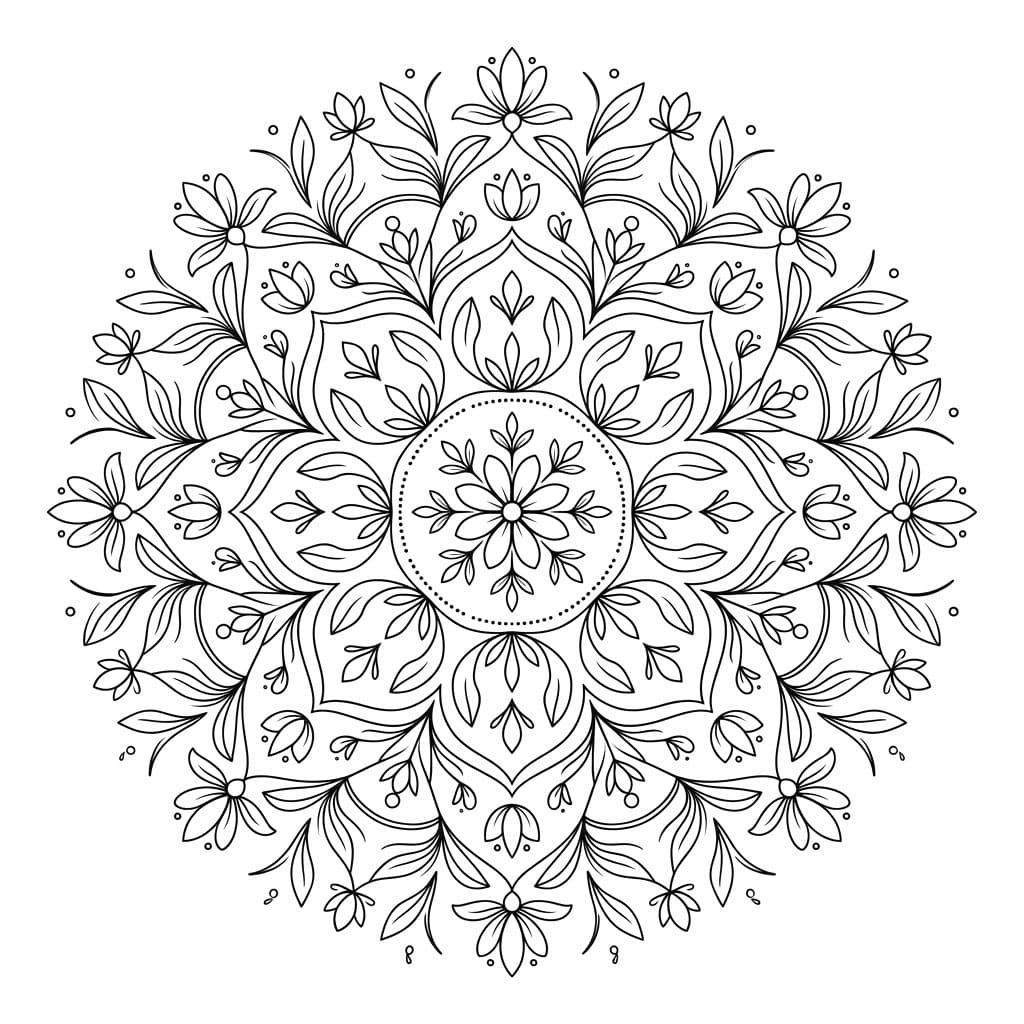 Leaf Whisper Symmetry Mandala Template Mandalas