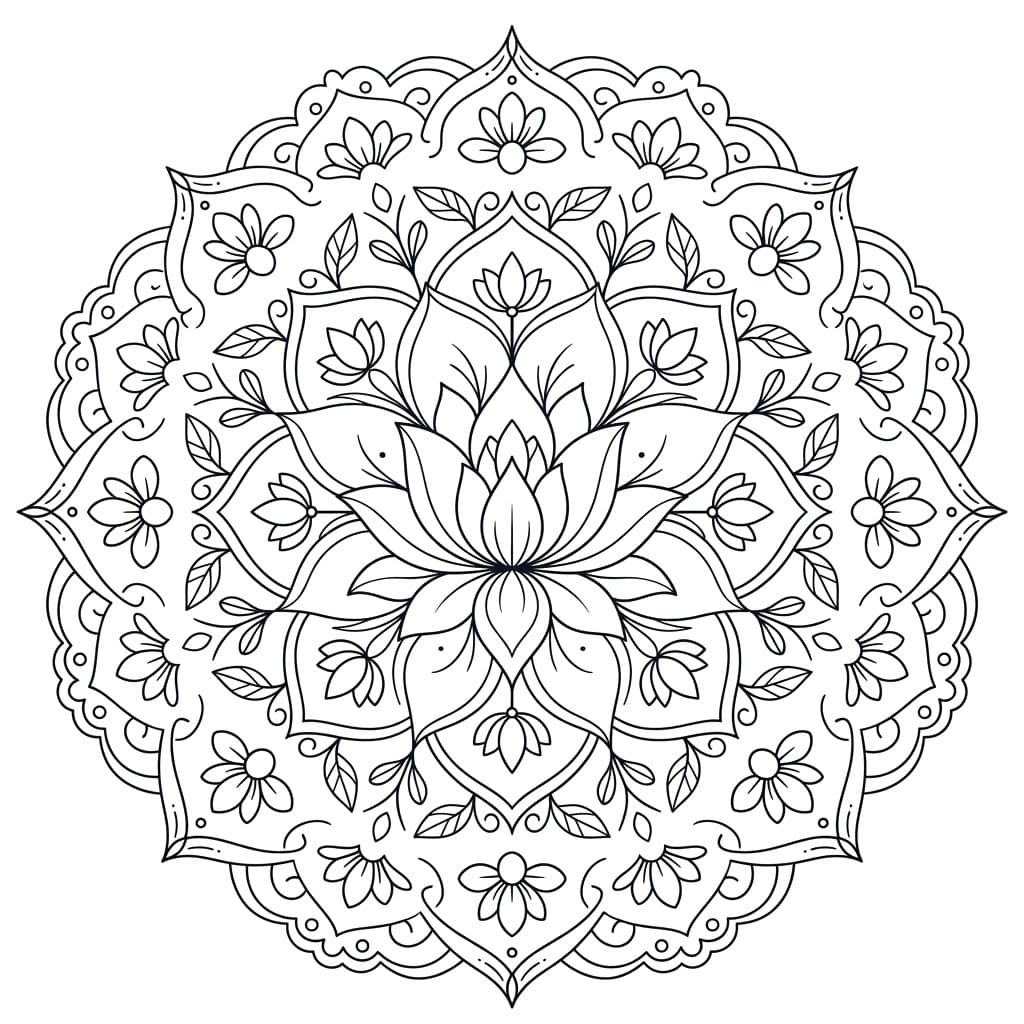 Lotus Bloom Symmetry Mandala Template Mandalas
