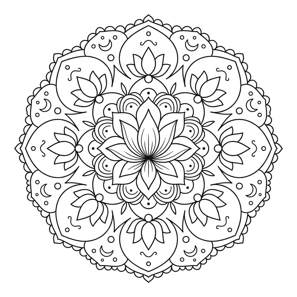 Lotus Glow Color Mandala Printable Mandalas