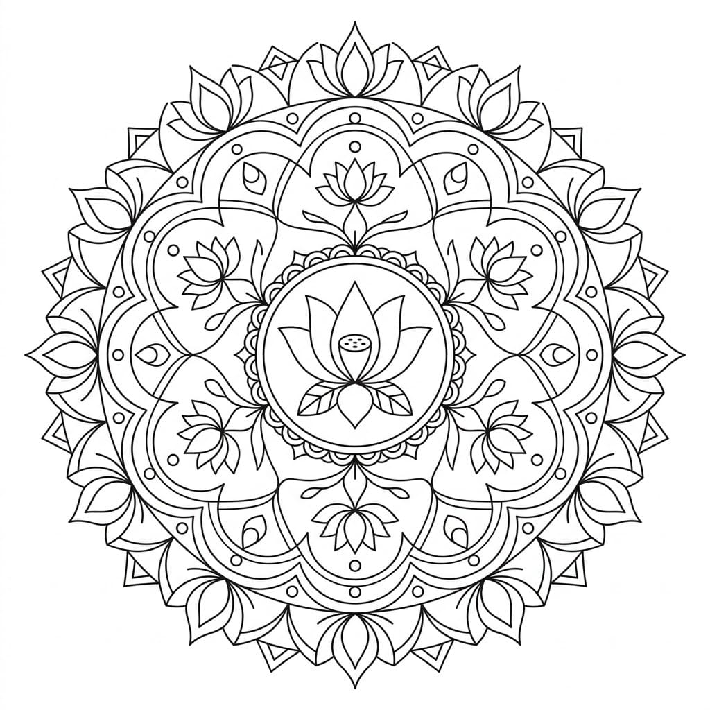 Lotus Trika Mandala Template Mandalas