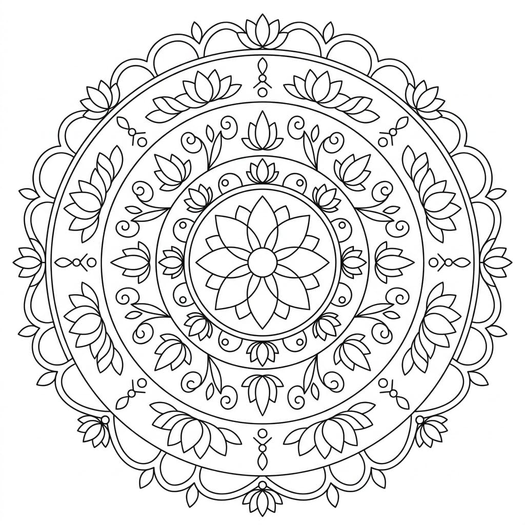 Lotus Whisper Healing Mandala Worksheet Mandalas
