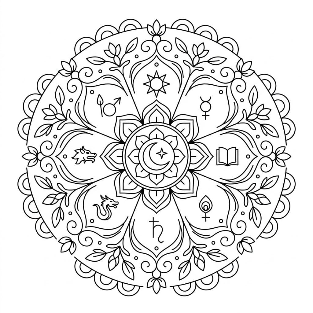 Lunar Grace Navagraha Mandala Art Mandalas