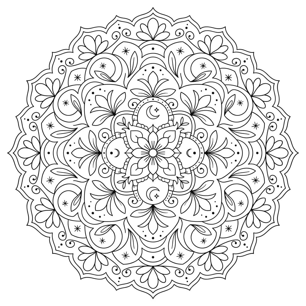 Moon Light Symmetry Mandala Template Mandalas