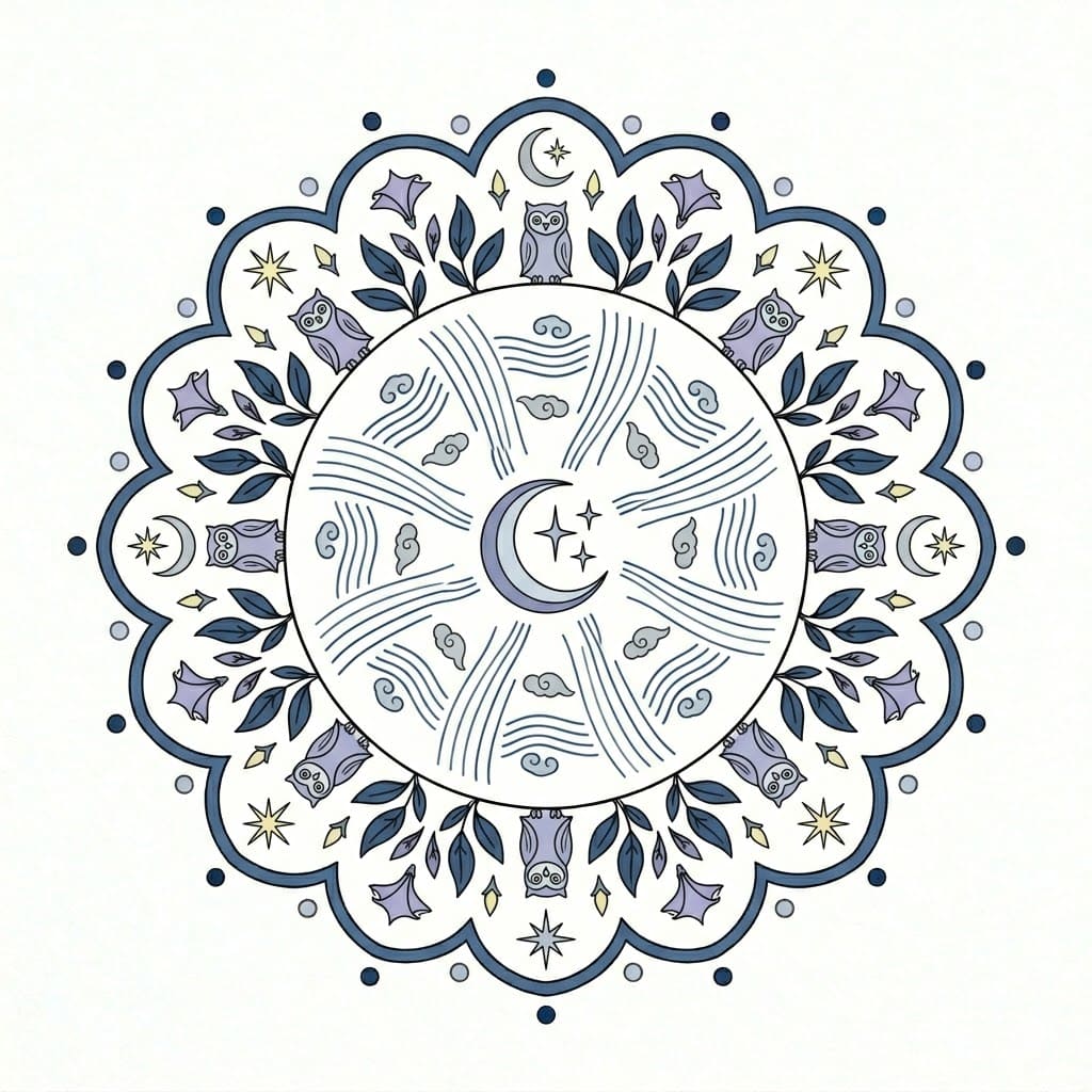 Moonlight Color Mandala Printable Mandalas