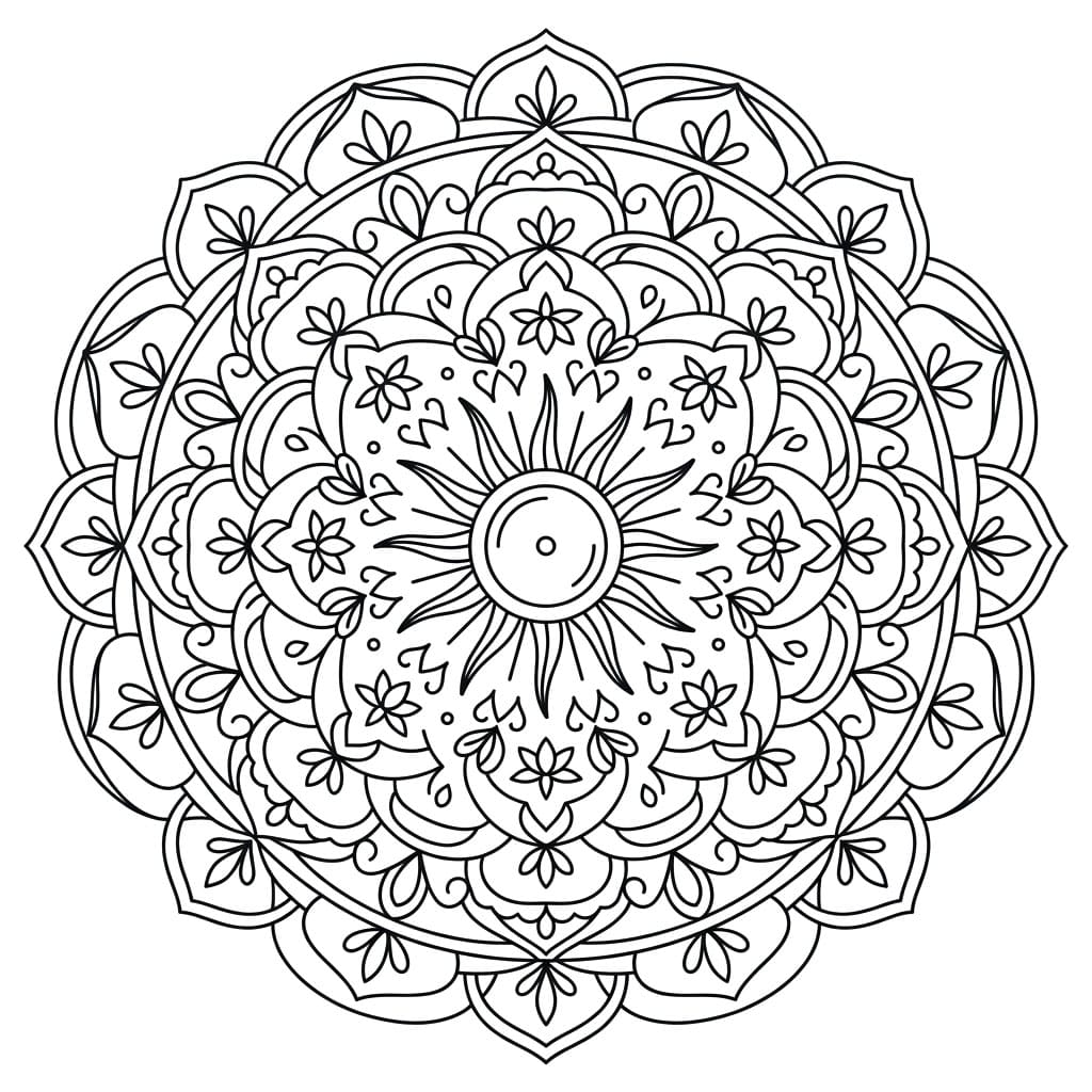 Radiant Sun Symmetry Mandala Template Mandalas