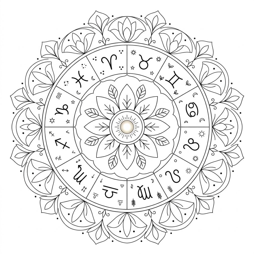 Sacred Zodiac Mandala Learning Sheet Mandalas