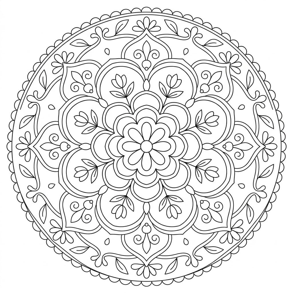 Soft Harmony Color Mandala Printable Mandalas