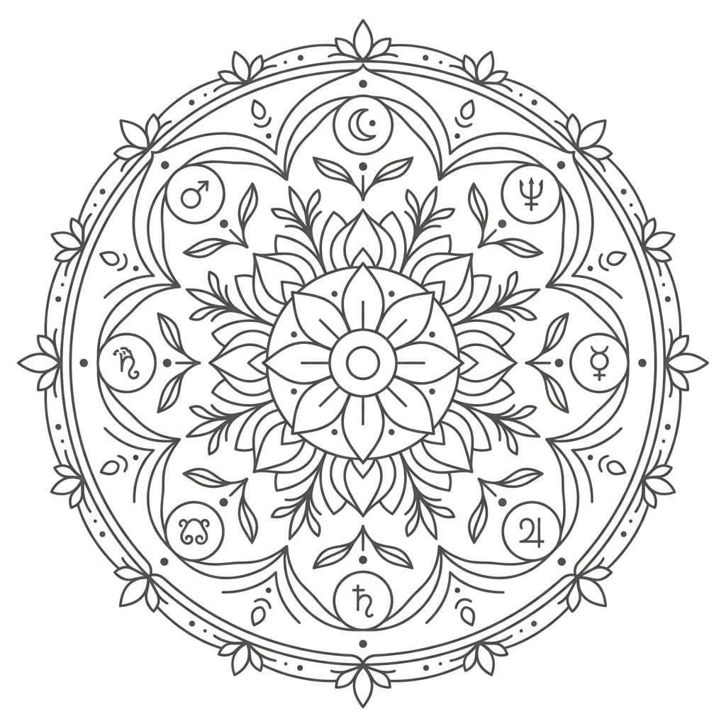 Stellar Bloom Navagraha Mandala Art Mandalas