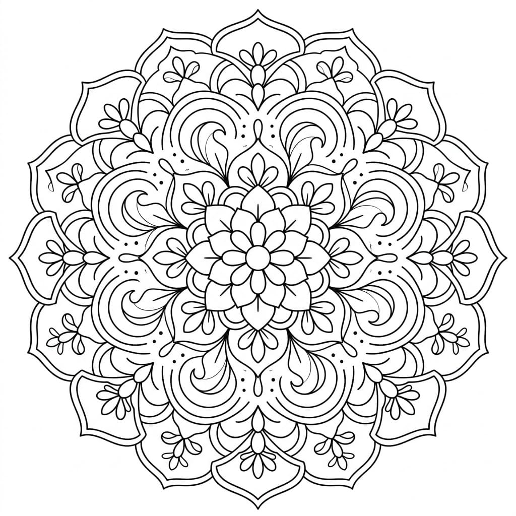Tranquil Wave Color Mandala Printable Mandalas