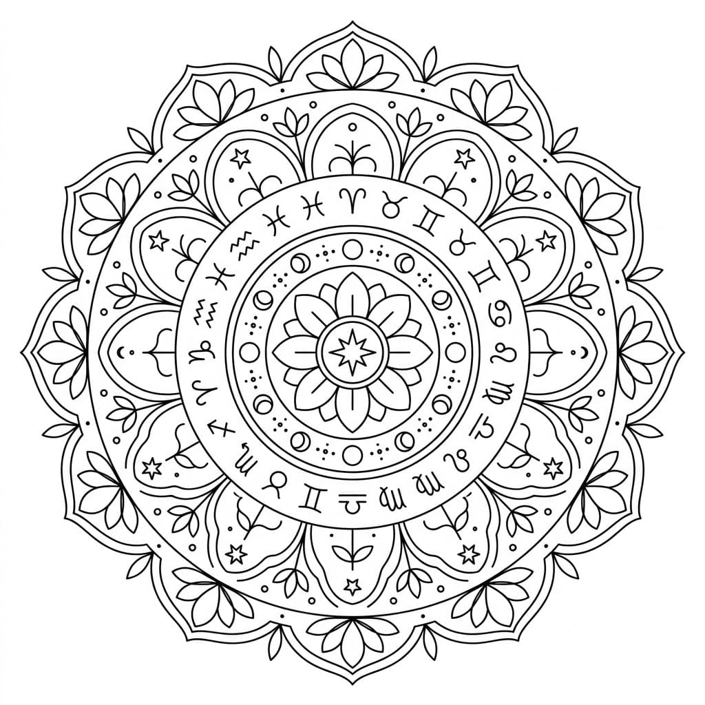Twilight Zodiac Mandala Learning Sheet Mandalas