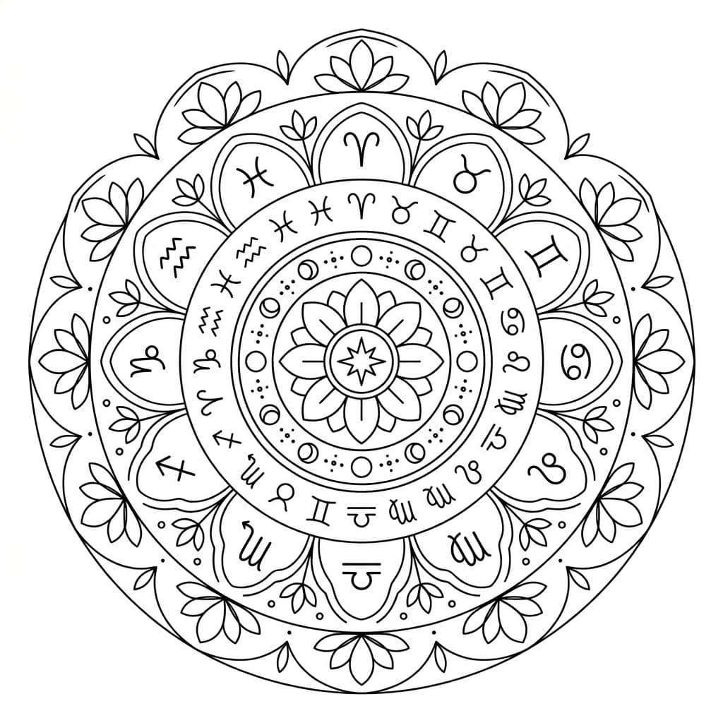 Velvet Zodiac Mandala Learning Sheet Mandalas