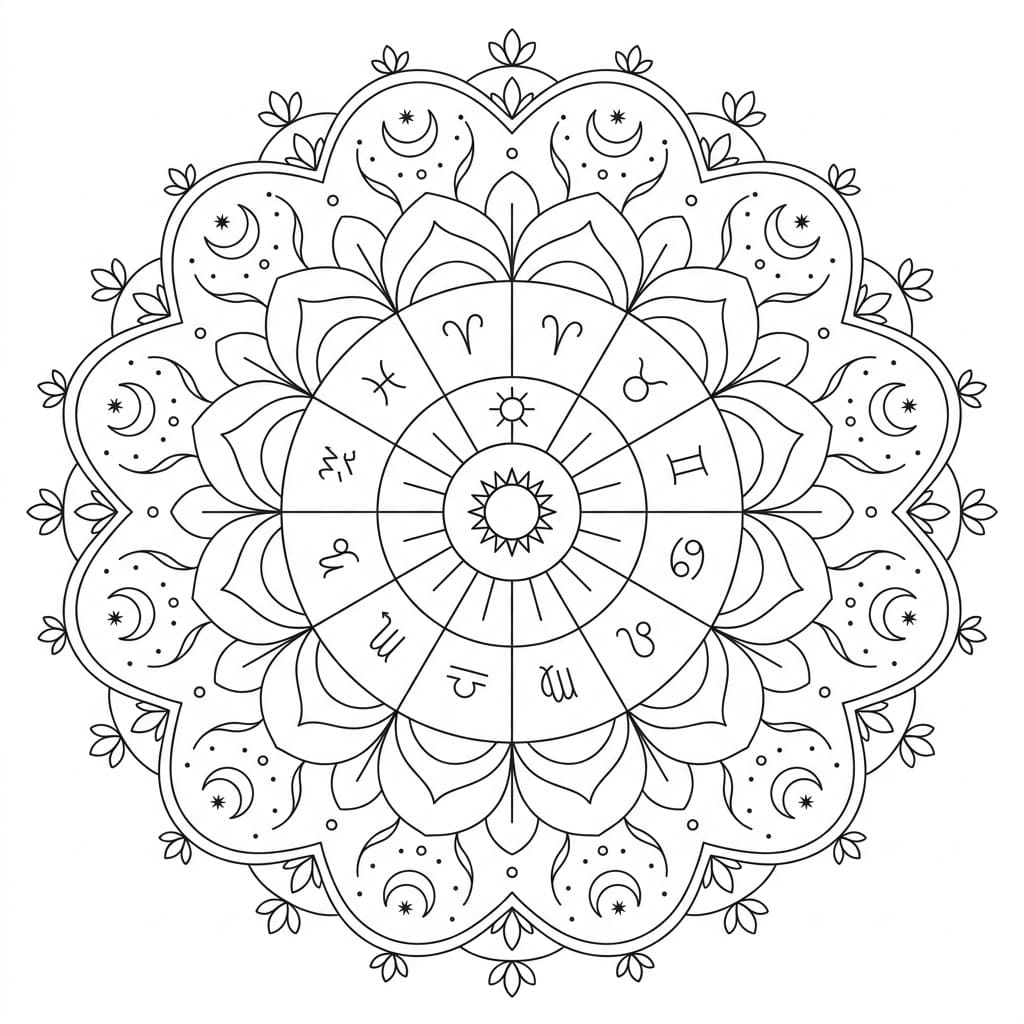 Zenith Zodiac Mandala Learning Sheet Mandalas
