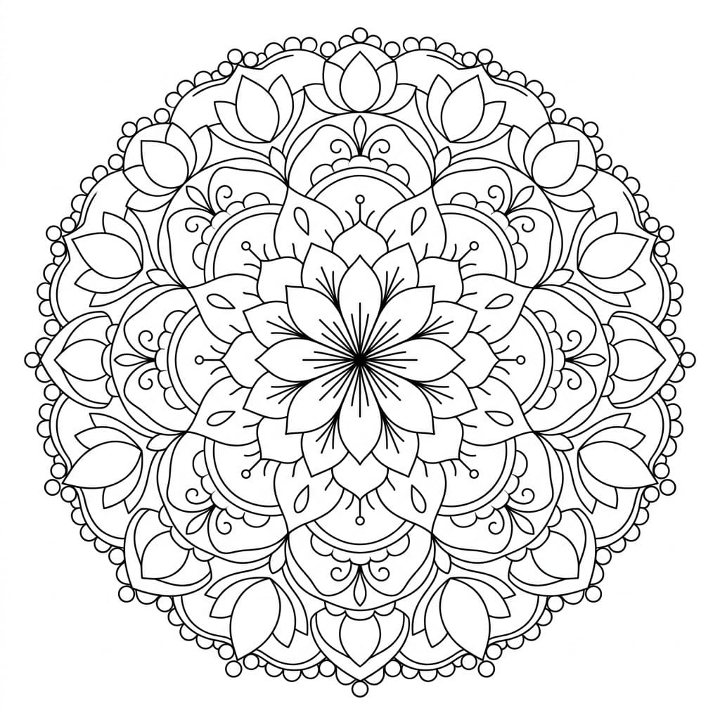 Blissful Lotus Mandala Symmetry Page Mandalas