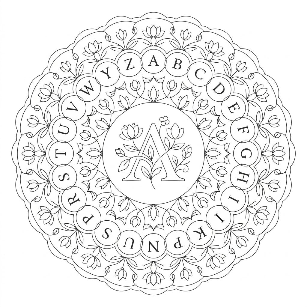 Bloom Letter Mandala Alphabet Sheet Mandalas