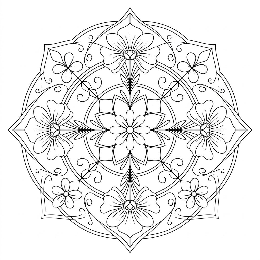 Blooming Thread-Cross Mandala Drawing Prompt Mandalas