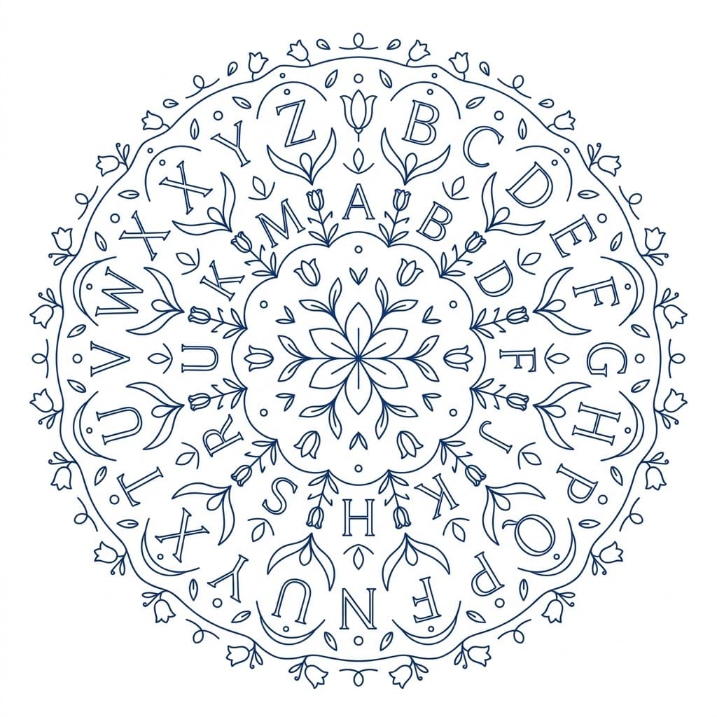 Bluebell Letter Mandala Alphabet Sheet Mandalas