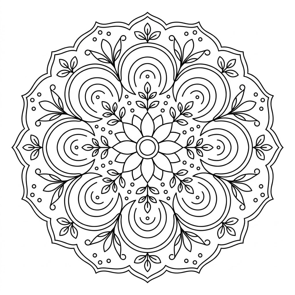 Calm Lotus Mandala Symmetry Page Mandalas