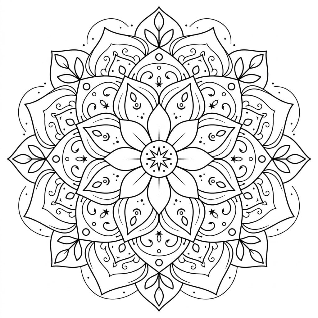 Celestial Lotus Mandala Symmetry Page Mandalas