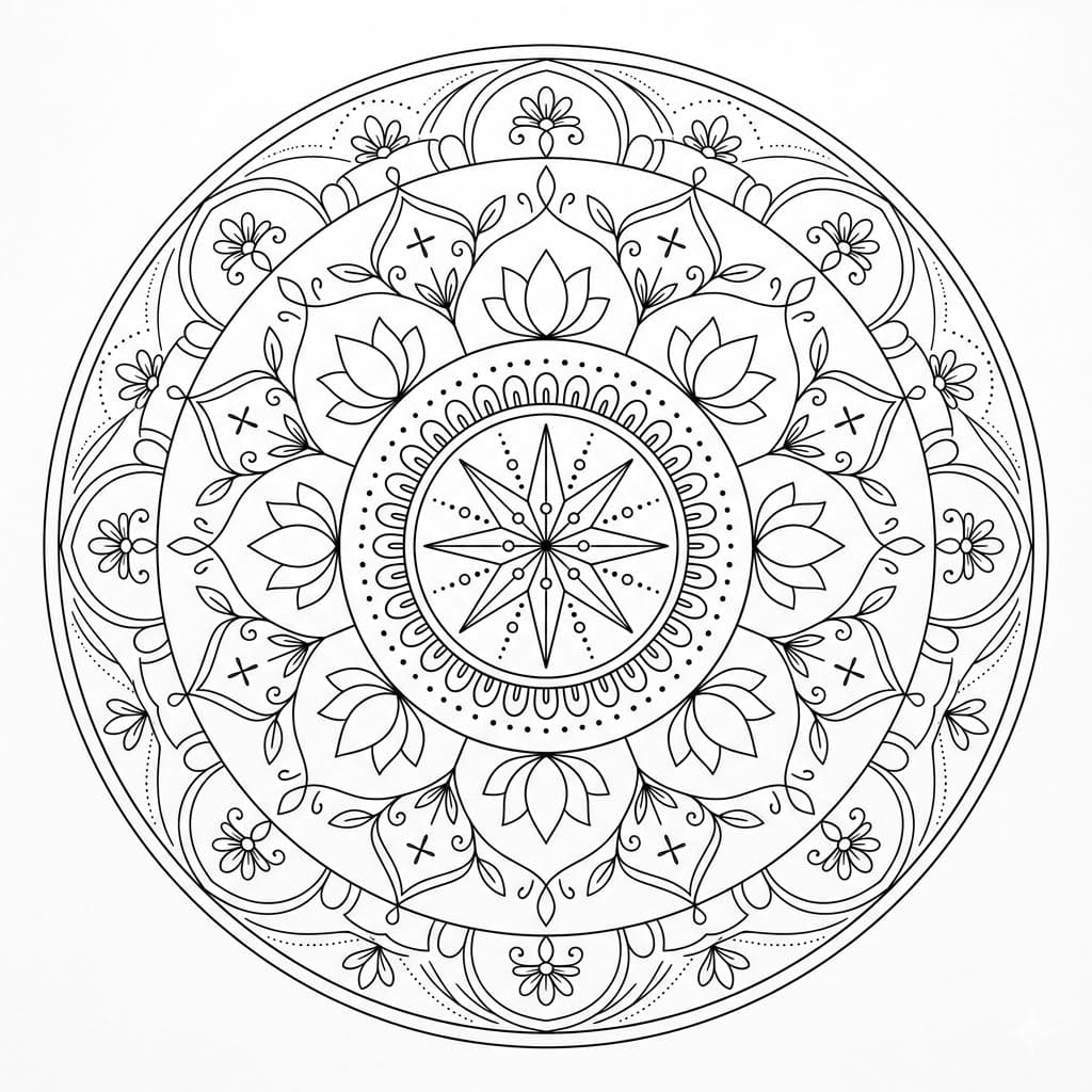 Celestial Thread-Cross Mandala Drawing Prompt Mandalas
