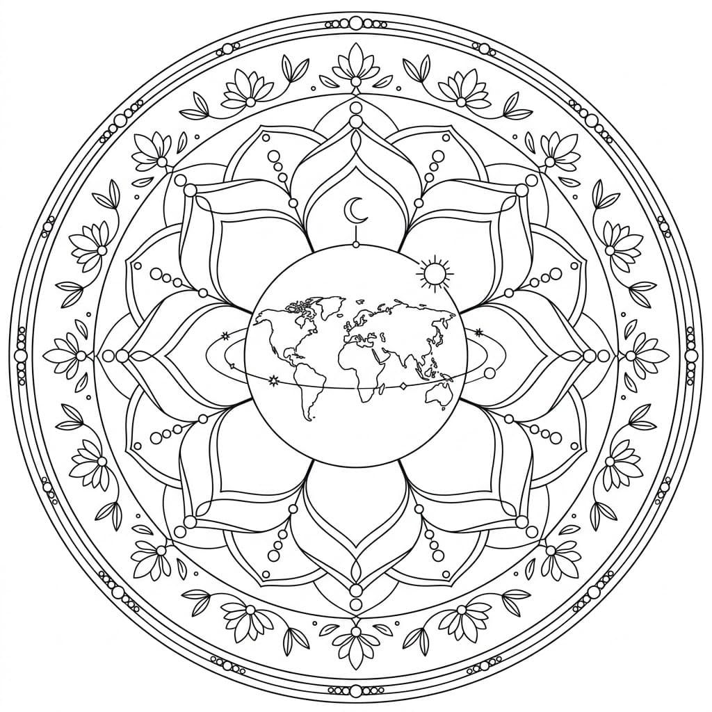Cosmic Geographical Mandala World Outline Mandalas