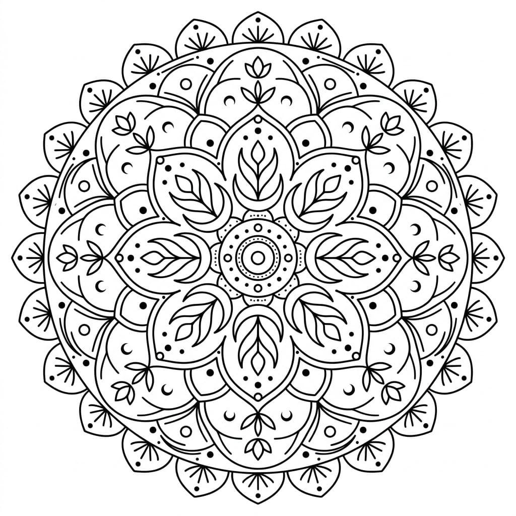Crescent Upright-Figure Mandala Geometry Page Mandalas