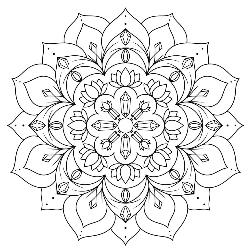 Crystal Lotus Mandala Symmetry Page Mandalas