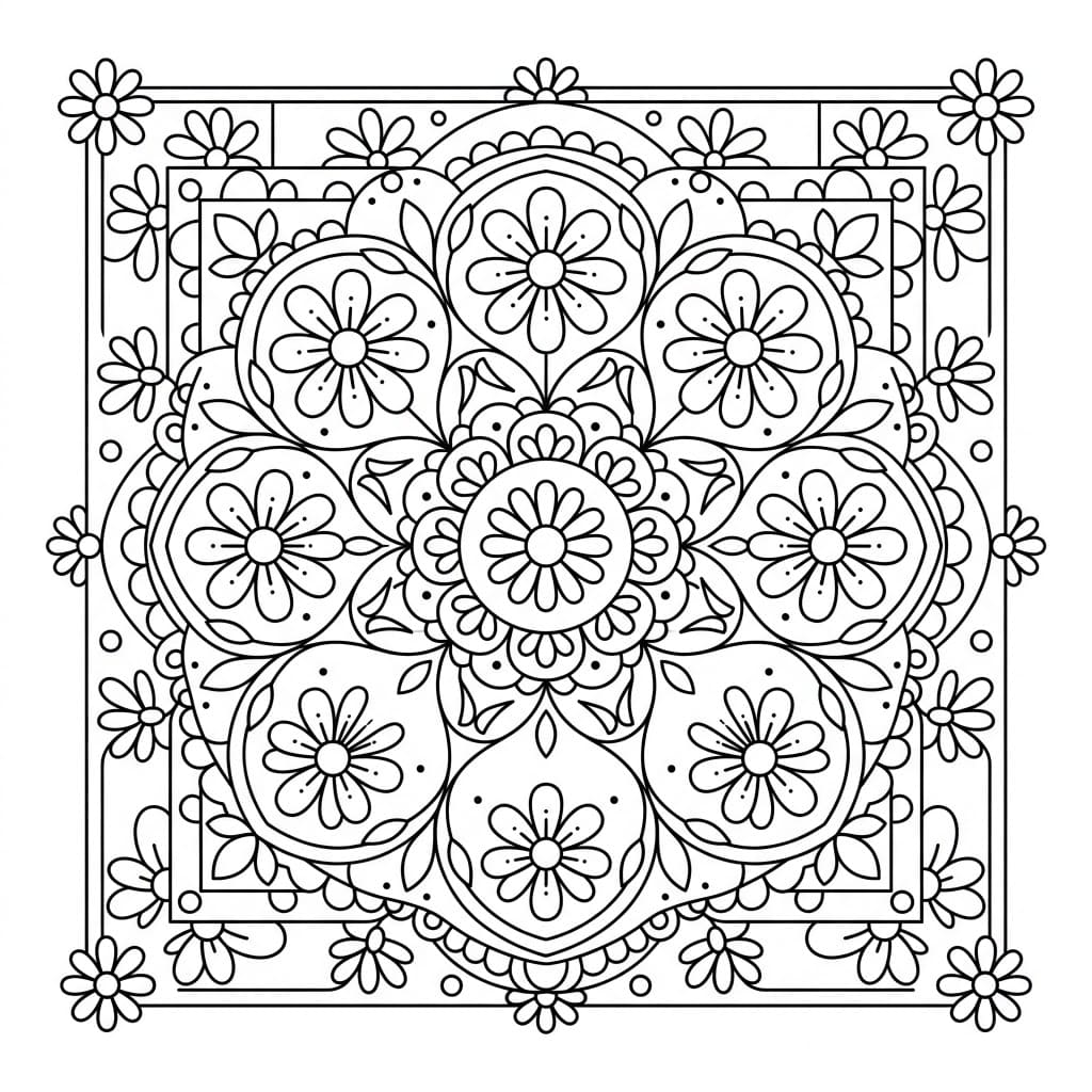 Daisy Square Mandala Shape Template Mandalas