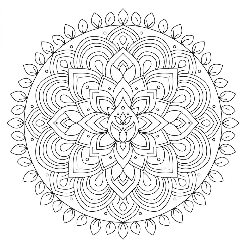 Dewdrop Upright-Figure Mandala Geometry Page Mandalas