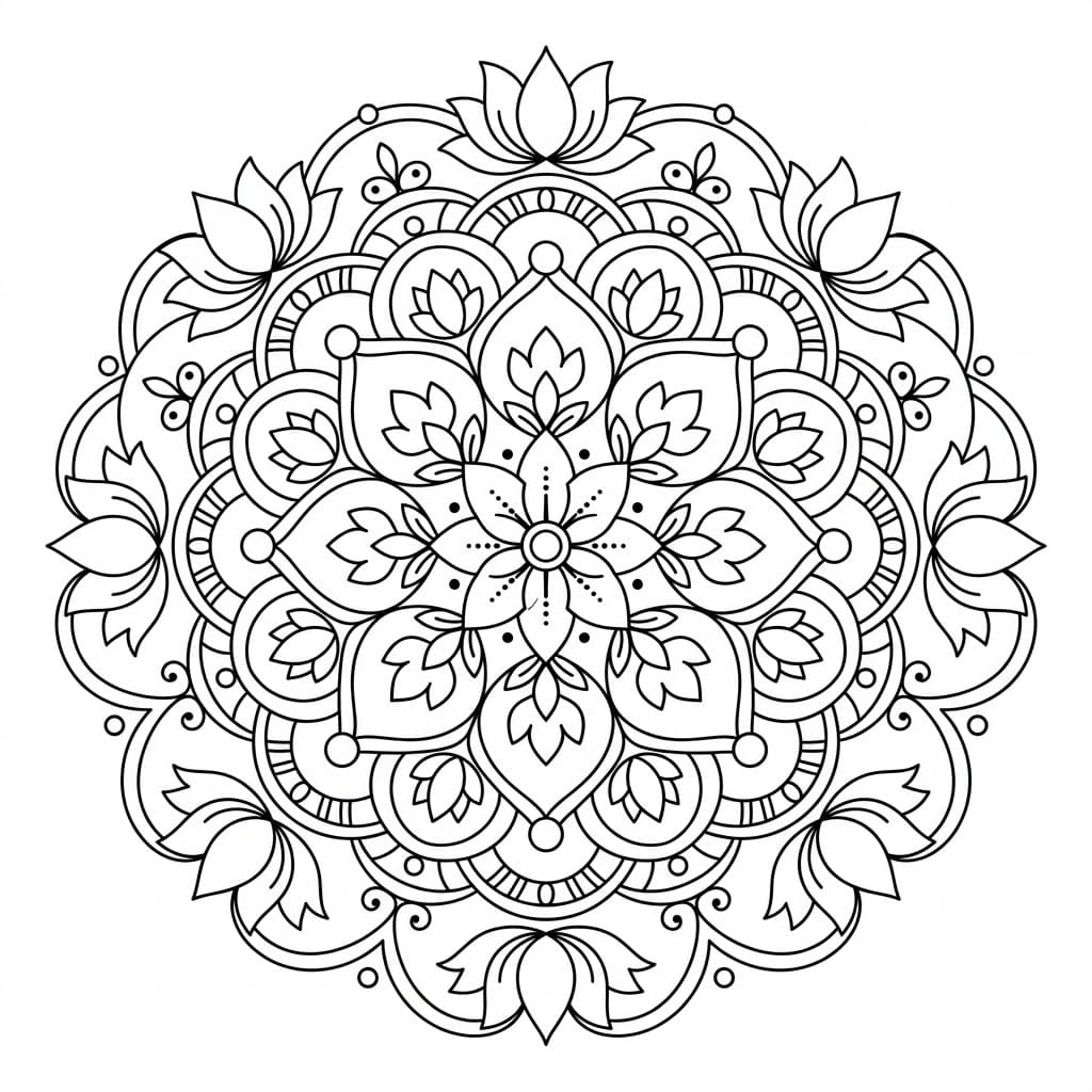 Divine Lotus Mandala Symmetry Page Mandalas