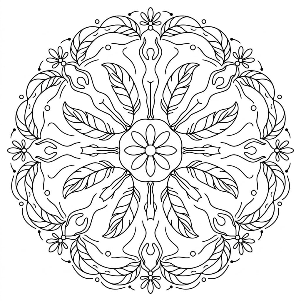Feather Inverted-Figure Mandala Symmetry Challenge Mandalas
