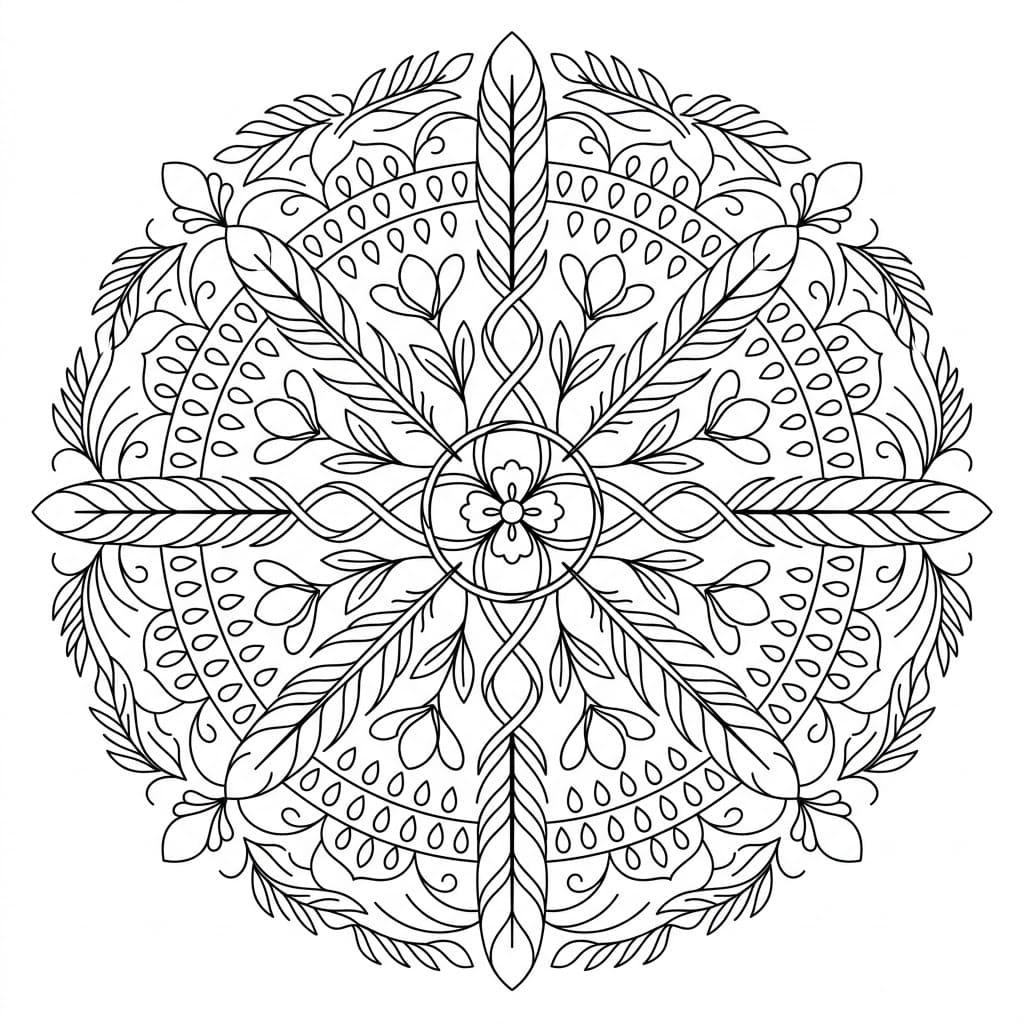Feather Thread-Cross Mandala Drawing Prompt Mandalas
