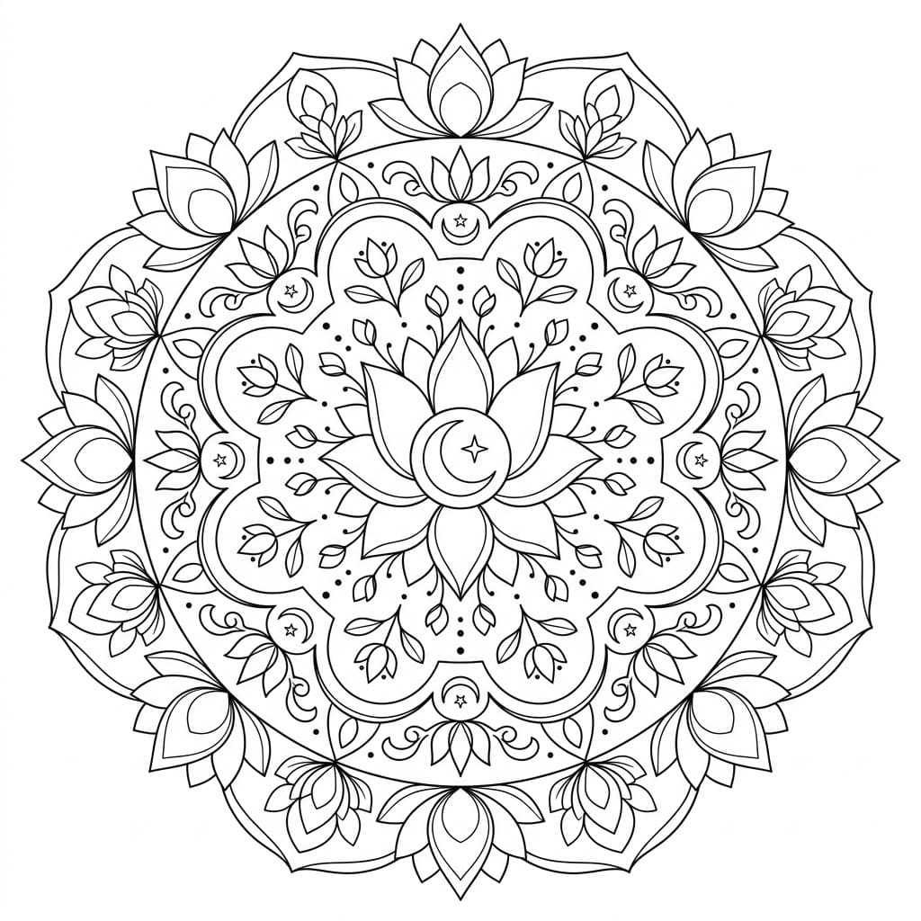 Floral Lotus Mandala Symmetry Page Mandalas