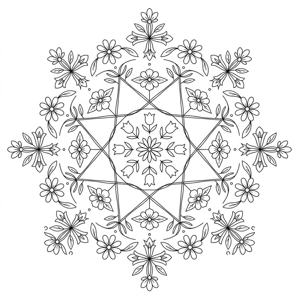 Floral Thread-Cross Mandala Drawing Prompt Mandalas