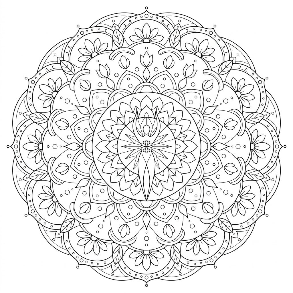 Glimmer Upright-Figure Mandala Geometry Page Mandalas