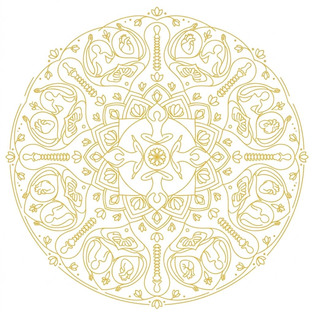 Golden Body Mandala Anatomy Pattern Mandalas