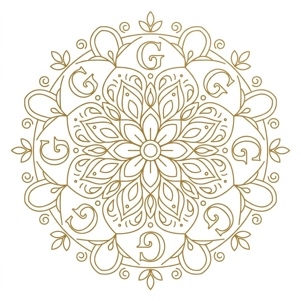 Golden Letter Mandala Alphabet Sheet Mandalas