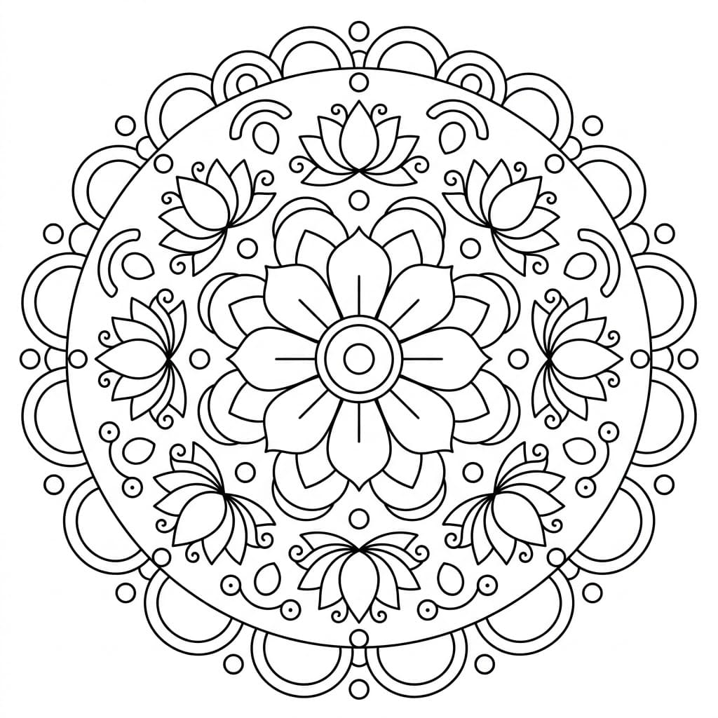 Golden Lotus Mandala Symmetry Page Mandalas