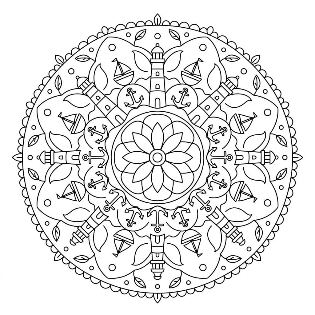 Harbor Upright-Figure Mandala Geometry Page Mandalas