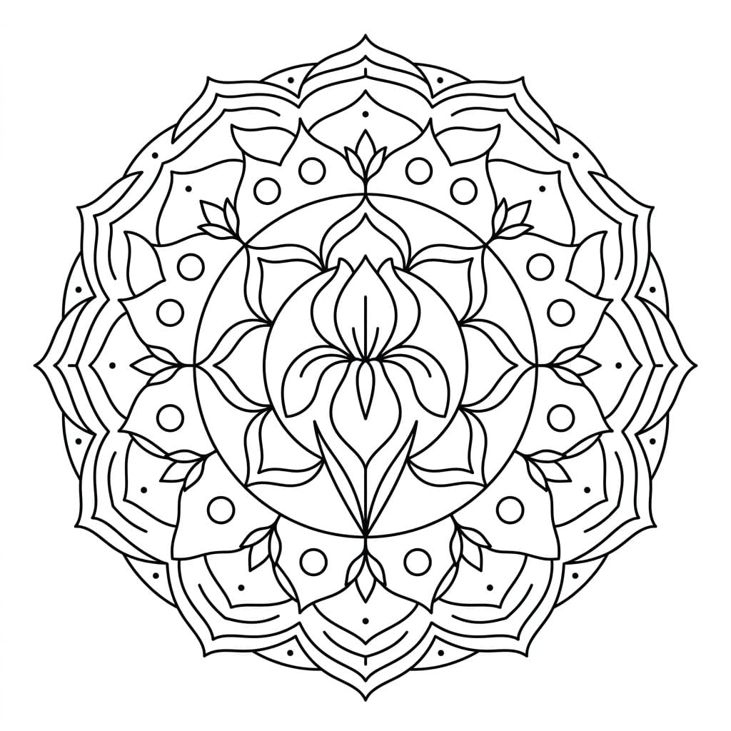 Iris Upright-Figure Mandala Geometry Page Mandalas