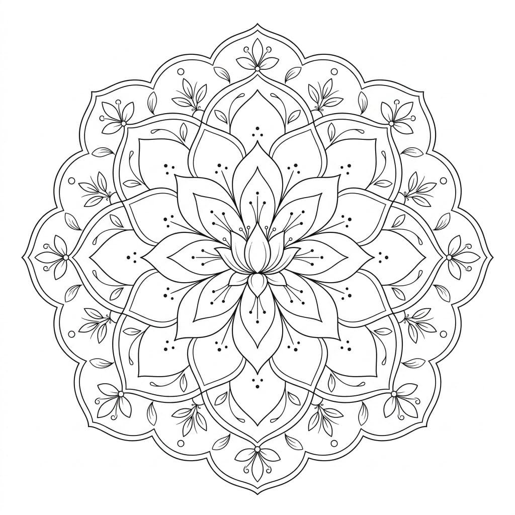 Ivory Lotus Mandala Symmetry Page Mandalas
