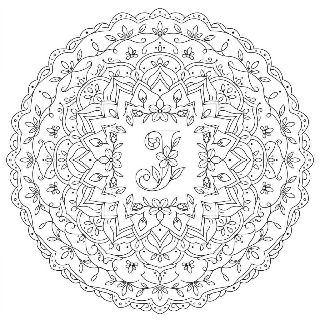 Jasmine Letter Mandala Alphabet Sheet Mandalas