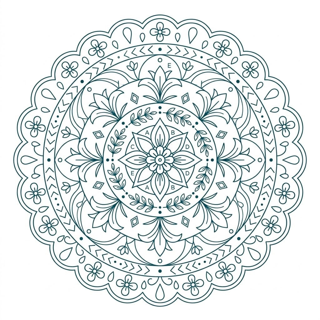 Lagoon Upright-Figure Mandala Geometry Page Mandalas