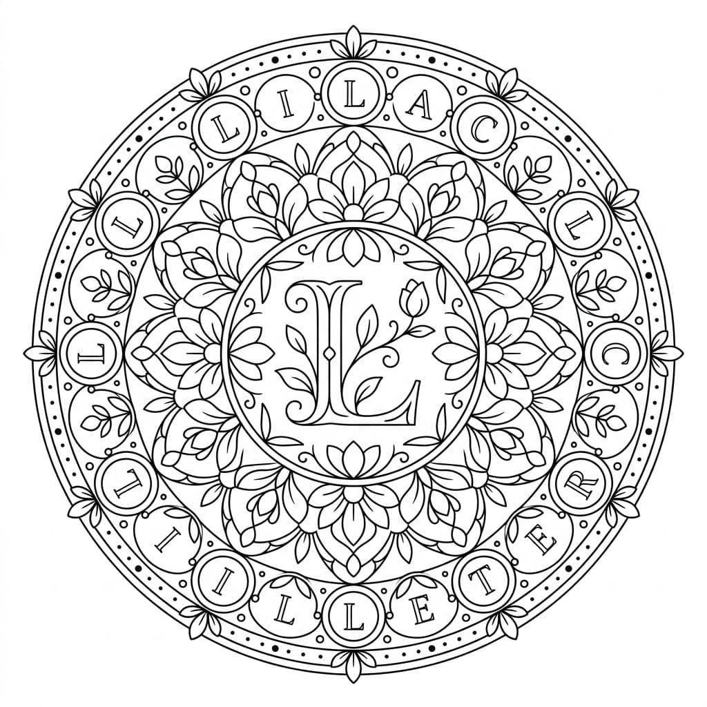 Lilac Letter Mandala Alphabet Sheet Mandalas