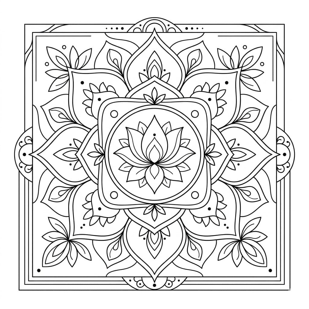Lotus Square Mandala Shape Template Mandalas