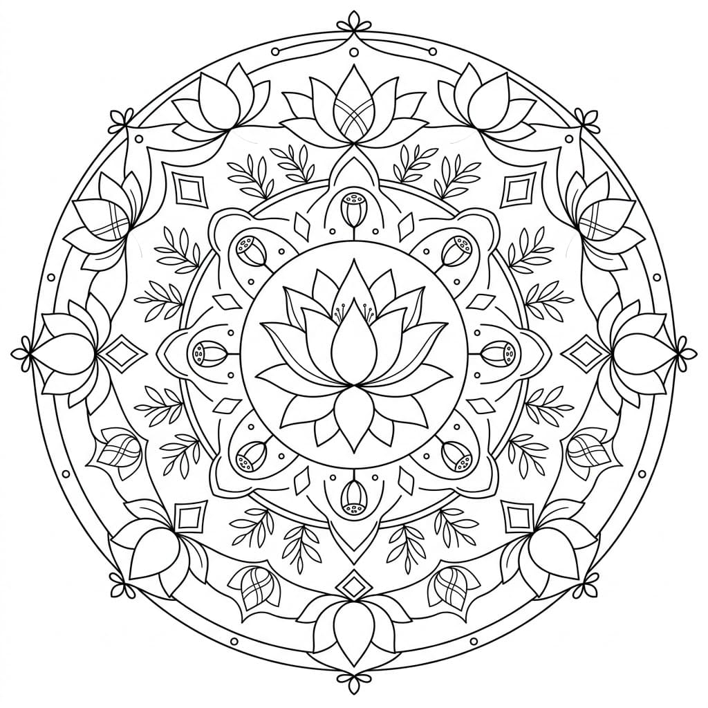 Lotus Thread-Cross Mandala Drawing Prompt Mandalas