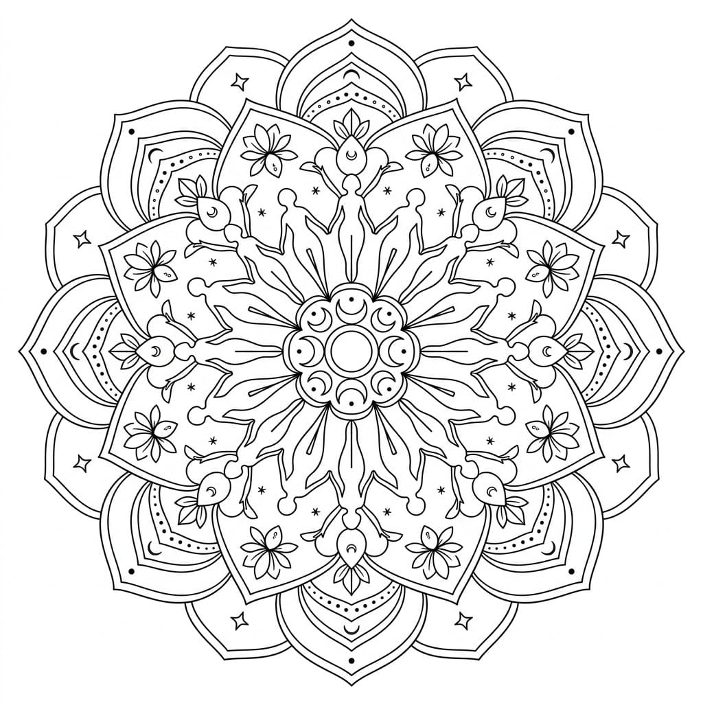 Lunar Inverted-Figure Mandala Symmetry Challenge Mandalas