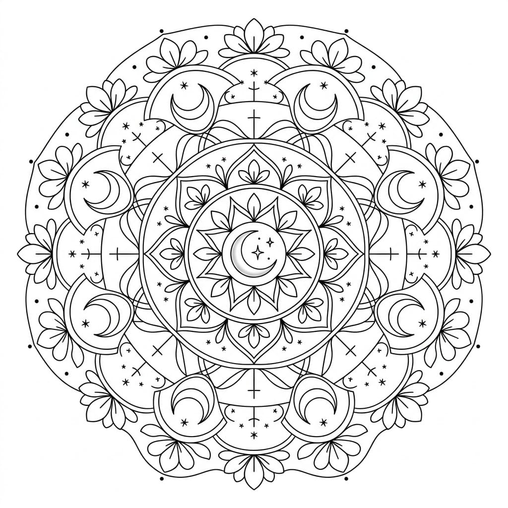 Lunar Thread-Cross Mandala Drawing Prompt Mandalas